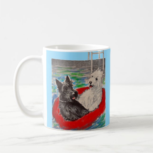 Caneca De Café Blackie e Whitie numa jangada (Esquerda)