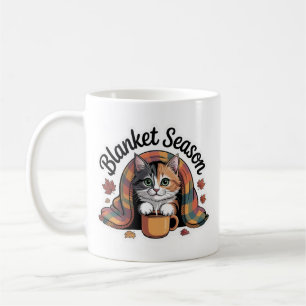 Caneca De Café Blanket Season Warm Calico Cat