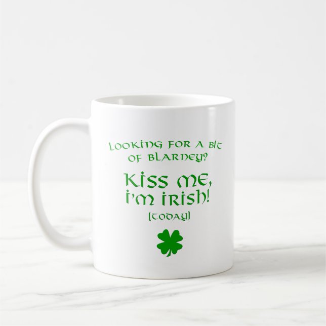 Caneca De Café Blarney me beija. Sou irlandês hoje. (Esquerda)