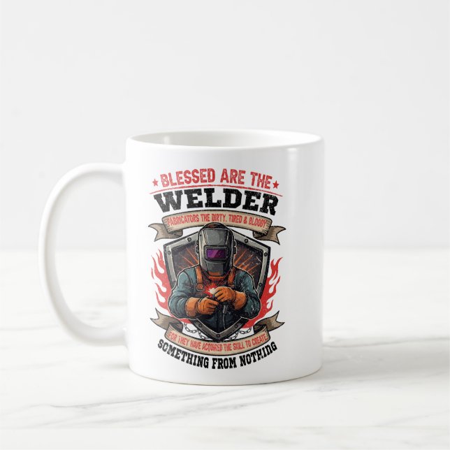 Caneca De Café Blessed Are The Welder Fabricator Quote Art (Esquerda)