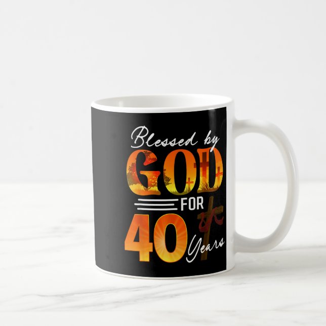 Caneca De Café Blessed By God For 40 Years Old Gift 40th Birthday (Direita)
