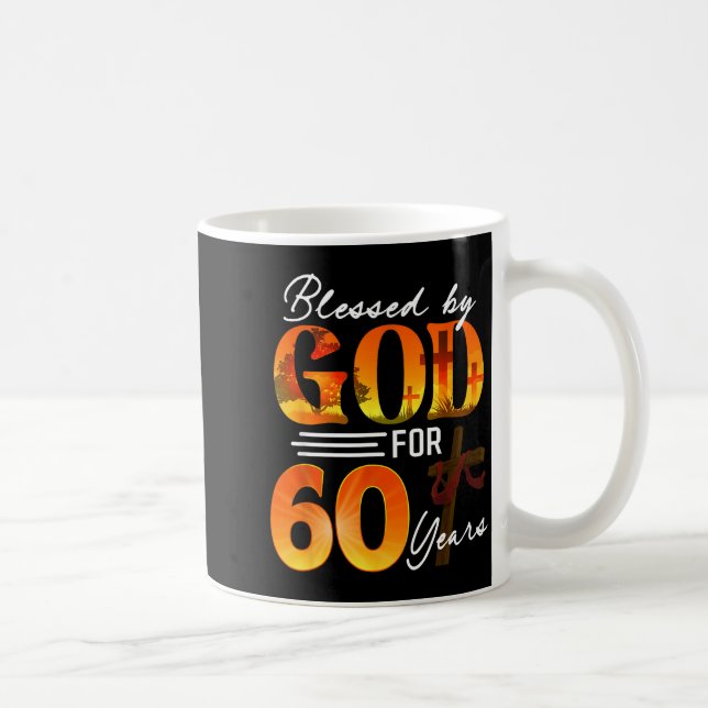 Caneca De Café Blessed By God For 60 Years Old Gift 60th Birthday (Direita)