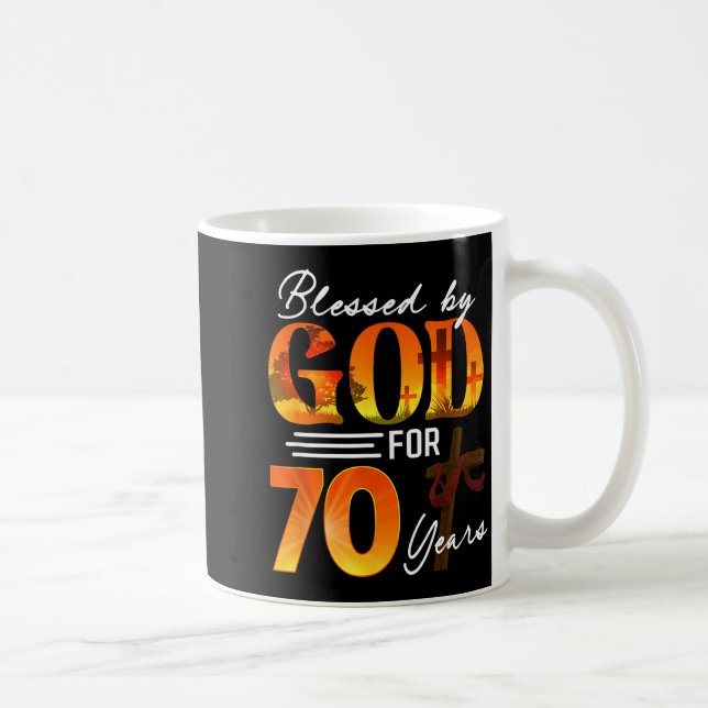 Caneca De Café Blessed By God For 70 Years Old Gift 70th Birthday (Direita)