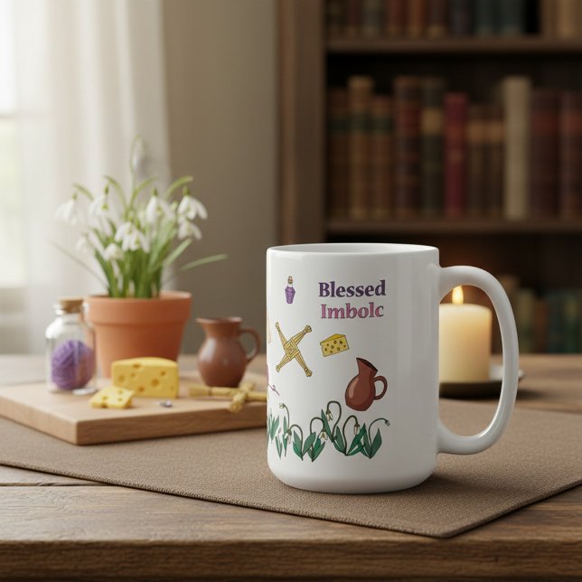 Caneca De Café Blessed Imbolc Mug Pagan Seasonal Design  (Criador carregado)