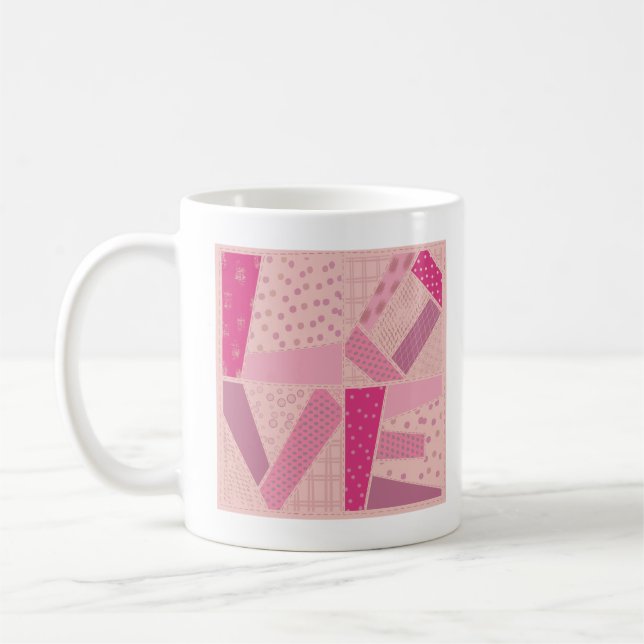 Caneca De Café Bloco de Colcha Pink Love Design de Dia dos Namora (Esquerda)
