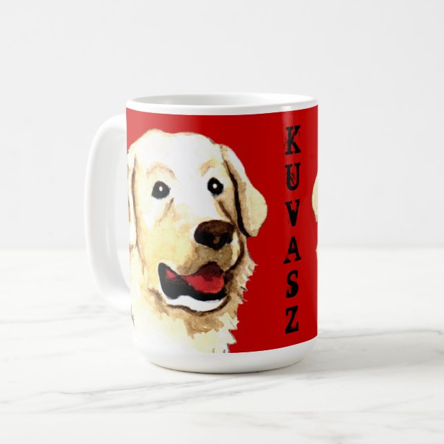 Caneca De Café Bloco de Cores do Kuvasz (Frente Esquerda)