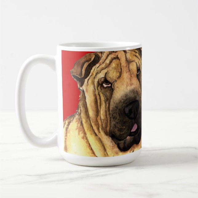 Caneca De Café Bloco de Cores Shar-Pei (Esquerda)