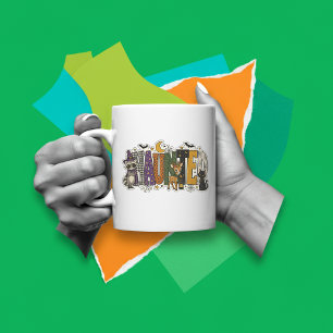 Caneca De Café Bloco de Letras Assombradas