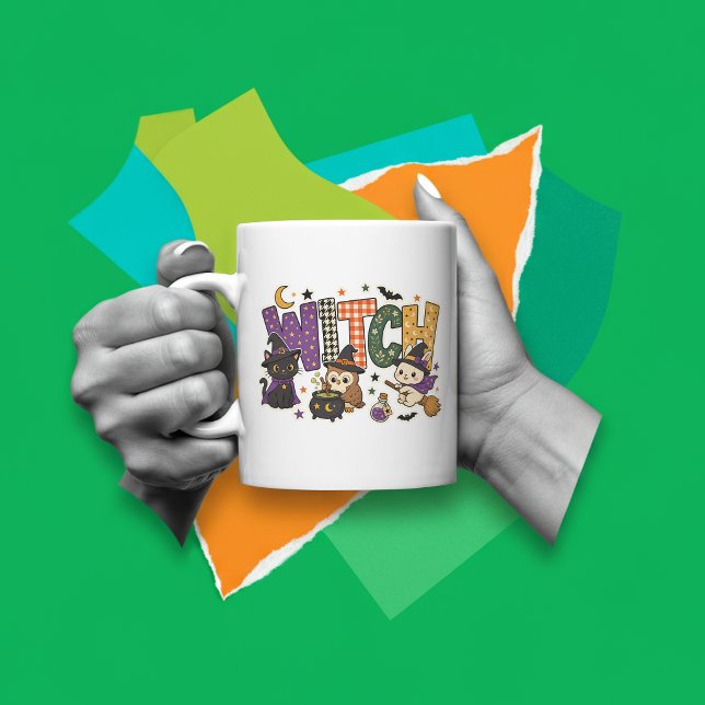 Caneca De Café Bloco de Letras de Bruxa  (Criador carregado)
