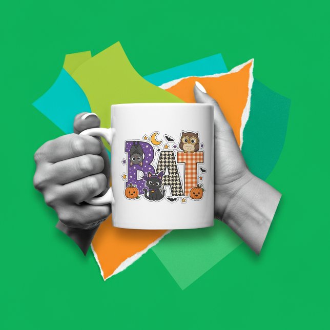 Caneca De Café Bloco de Letras de Morcego (Criador carregado)