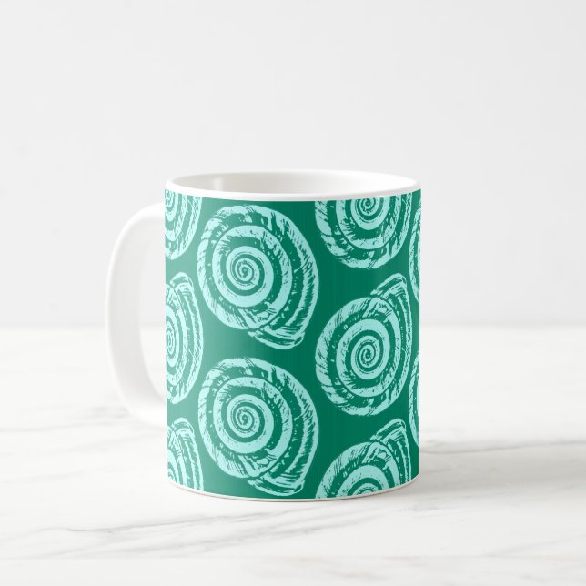 Caneca De Café Bloco de Spiral Impressão, Turquesa e Aqua (Frente Esquerda)