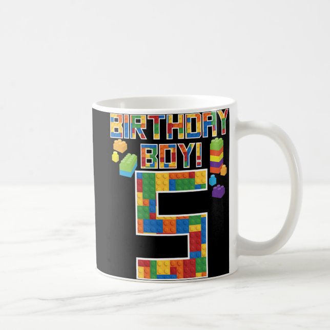 Caneca De Café Bloco Edifício De Blocos De 5 Bonito De Aniversári (Direita)