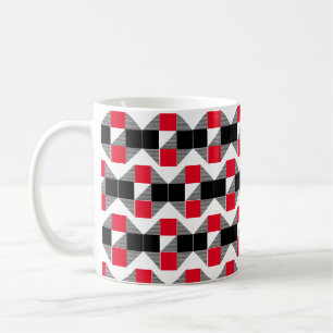 Caneca De Café Bloco geométrico de cor vermelho e preto moderno