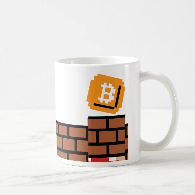 Caneca De Café Bloco super de Bitcoin (caneca) (Direita)
