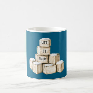 Caneca De Café Blocos de Creme Azul Deixe nevar