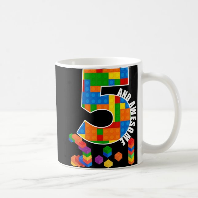 Caneca De Café Blocos de Edifício Tijolos Com 5 Anos Aniversário  (Direita)