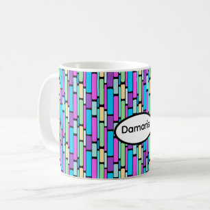 Caneca De Café Blocos Retro Coloridos