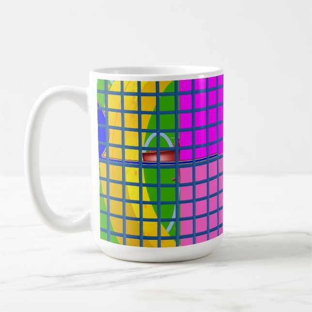 Caneca De Café Blocos Rosa Modernos (Esquerda)