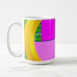 Caneca De Café Blocos Rosa Modernos em Verde Dourado