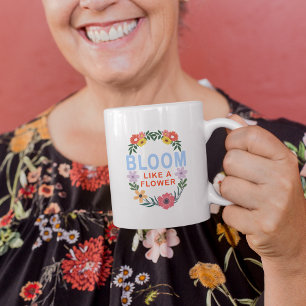 Caneca De Café Blogue como uma tipografia floral motivacional