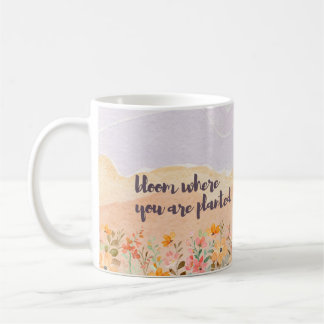 Caneca De Café "Blogue onde você está plantado" Mug com Floral e