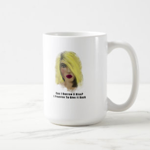 Caneca De Café Blona Bombshell Mulher empresta Um Beijo