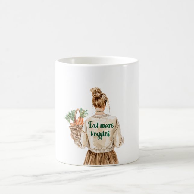 Caneca De Café Blond Girl Eat Veggies Carrots (Centro)