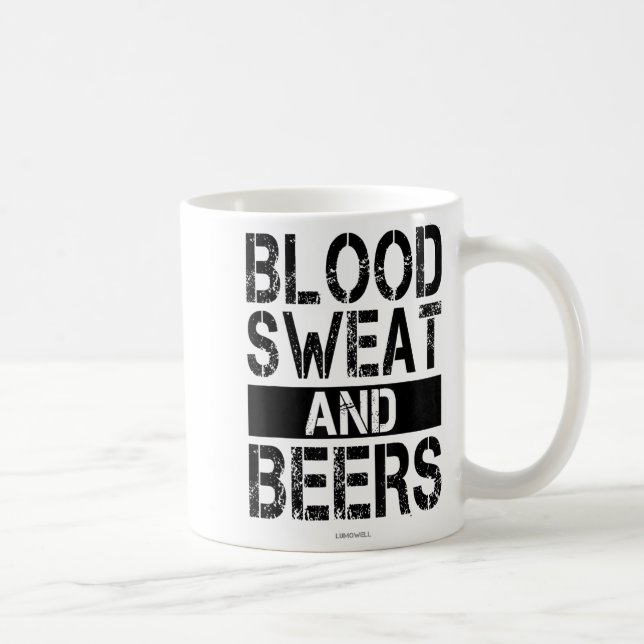 Caneca De Café Blood Sweat And Beers - Fitness Gym Motivational S (Direita)