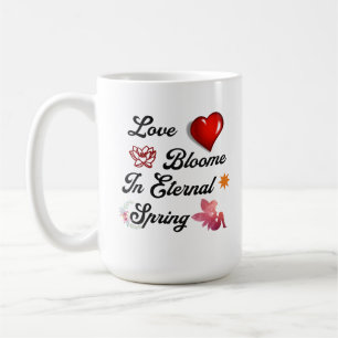 Caneca De Café Blooms de amor na trombose de Primavera eterna