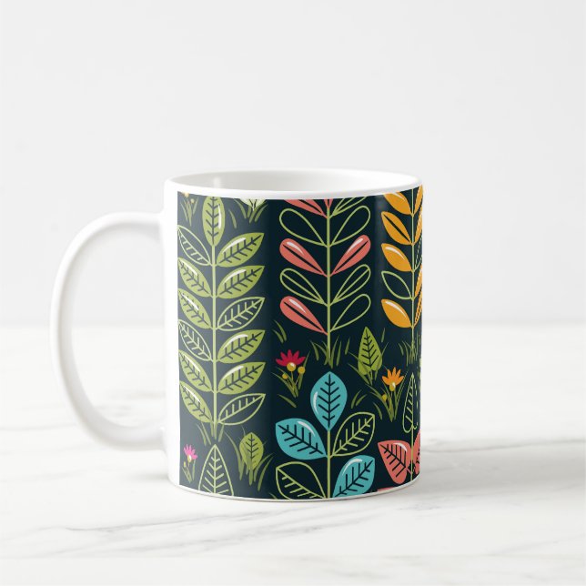 Caneca De Café Blooms Eternos: Elegância Floral Desenhada À Mão (Esquerda)