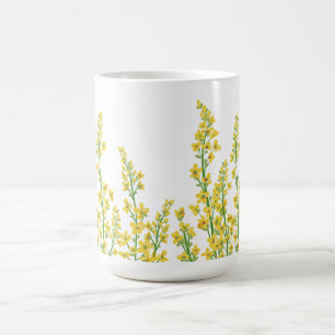 Caneca De Café Blooms Florais de Citrina Moderna Amarelo