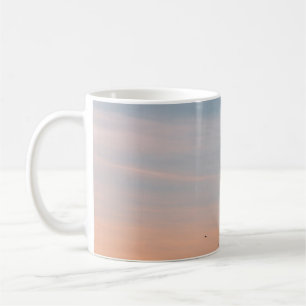 CANECA DE CAFÉ BLOQUEIO DE AVES NO ESCÉU AZUL E LARANJA