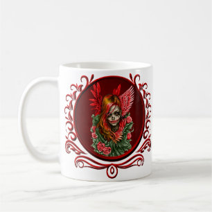 Caneca De Café Blossom Gótico, o anjo das rosas.