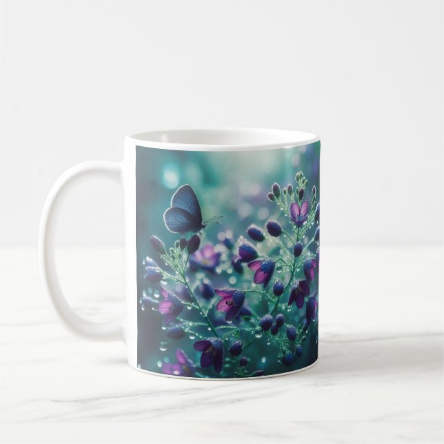 Caneca De Café Blossomas e Asas: Blue Floral Butterfly Mug (Esquerda)
