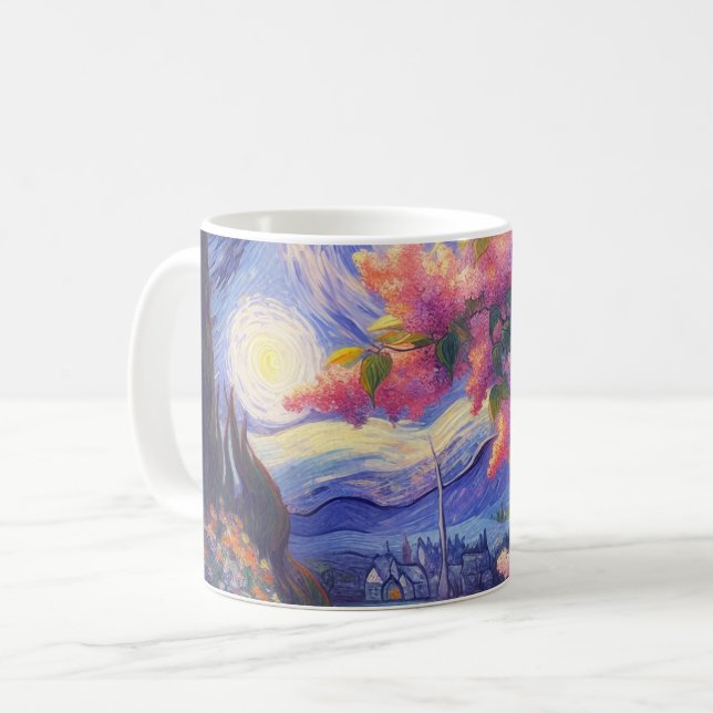 Caneca De Café "Blossomas noturnos entonados" (Frente Esquerda)