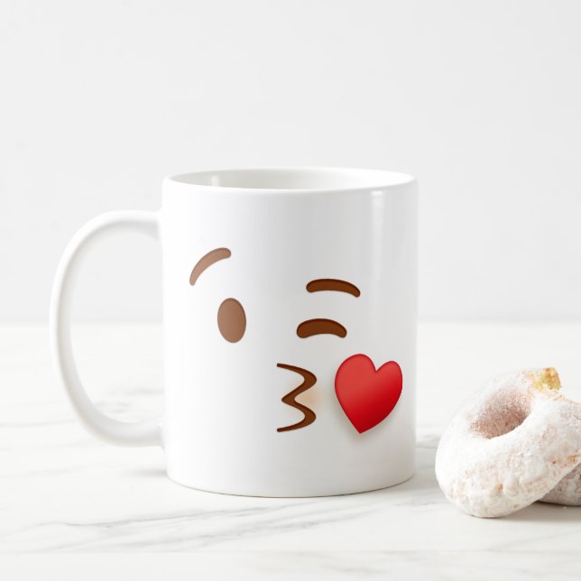 Caneca De Café Blow Kiss Emoji (Com Donut)