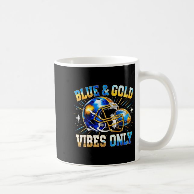 Caneca De Café Blue And Gold Vibes Only Football Fan Gift  (Direita)