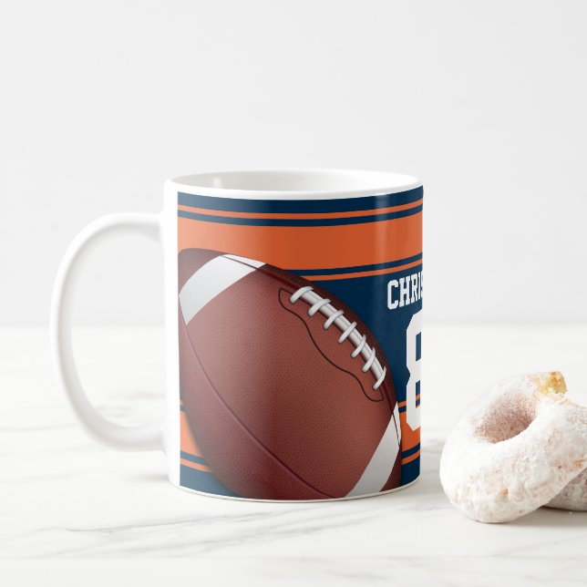 Caneca De Café Blue and Orange Strips Jersey Grid (Com Donut)