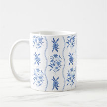 Blue and White Botanical Mug