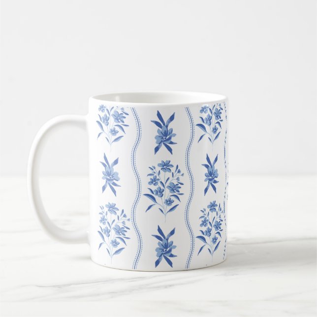 Caneca De Café Blue and White Botanical Mug (Esquerda)