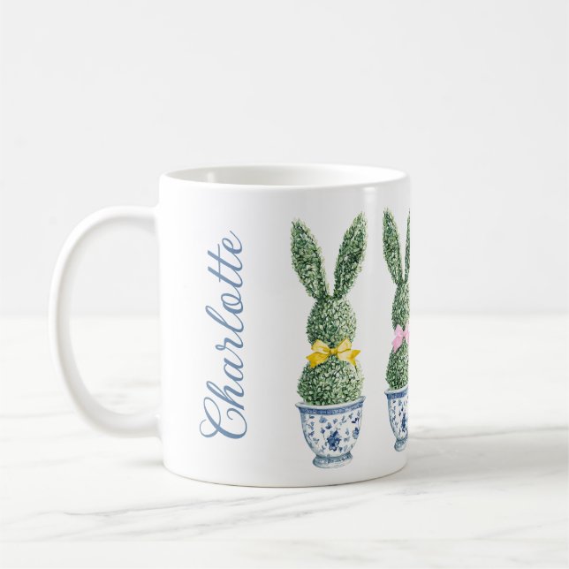 Caneca De Café Blue and White Chinoiserie With Rabbit Topiary (Esquerda)