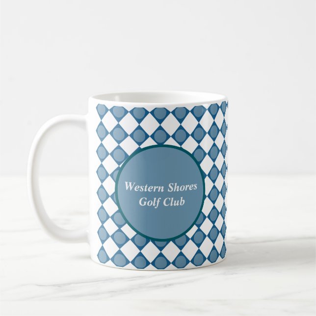 Caneca De Café Blue Argyle Golf Pattern Country Club Coffee Mug (Esquerda)