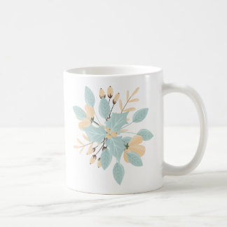 Caneca De Café Blue Beige Pastel Winter Botanical Illustration