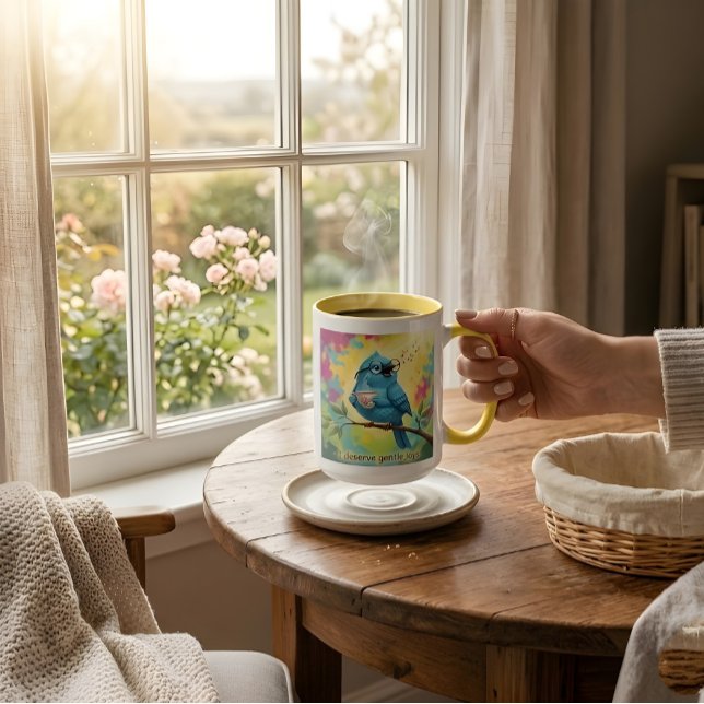 Caneca de Café Blue Bird com Citação (Criador carregado)