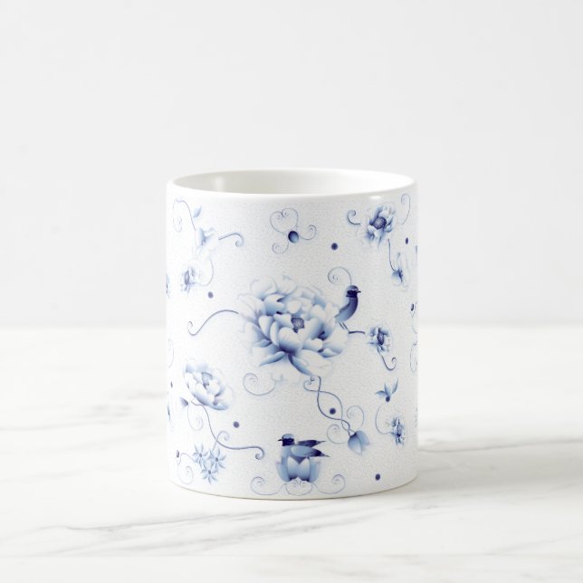 Caneca De Café Blue Bird Rosa Chinoiserie Floral (Centro)
