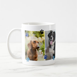 Caneca De Café Blue Black Cute Paw Imprime Quatro Fotos Pet