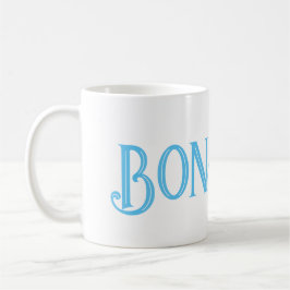 Caneca De Café Blue Bonjour White Coffee Mug