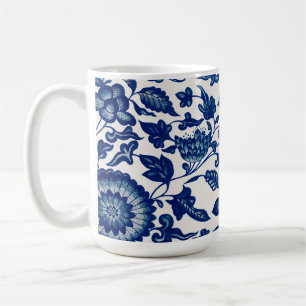 Caneca De Café Blue Branco Flor Silvestre Francês Country Chinois