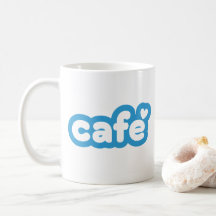 Blue "Café" Mug com detalhes cardíacos