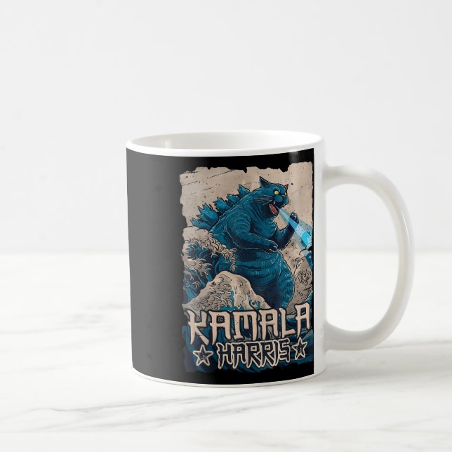 Caneca De Café Blue Cats Wave Para Kamala Harris Art Kaij (Direita)